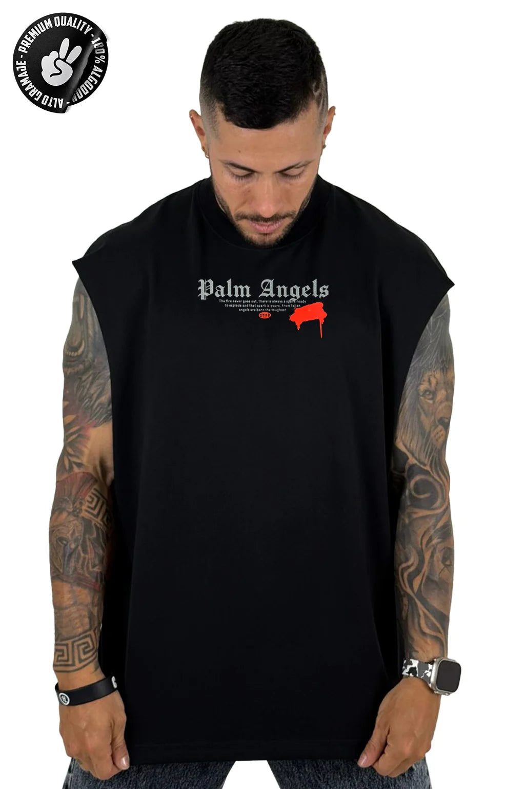 CAMISILLA OVERSIZE ALTO GRAMAJE PALM ANGELS NEGRA