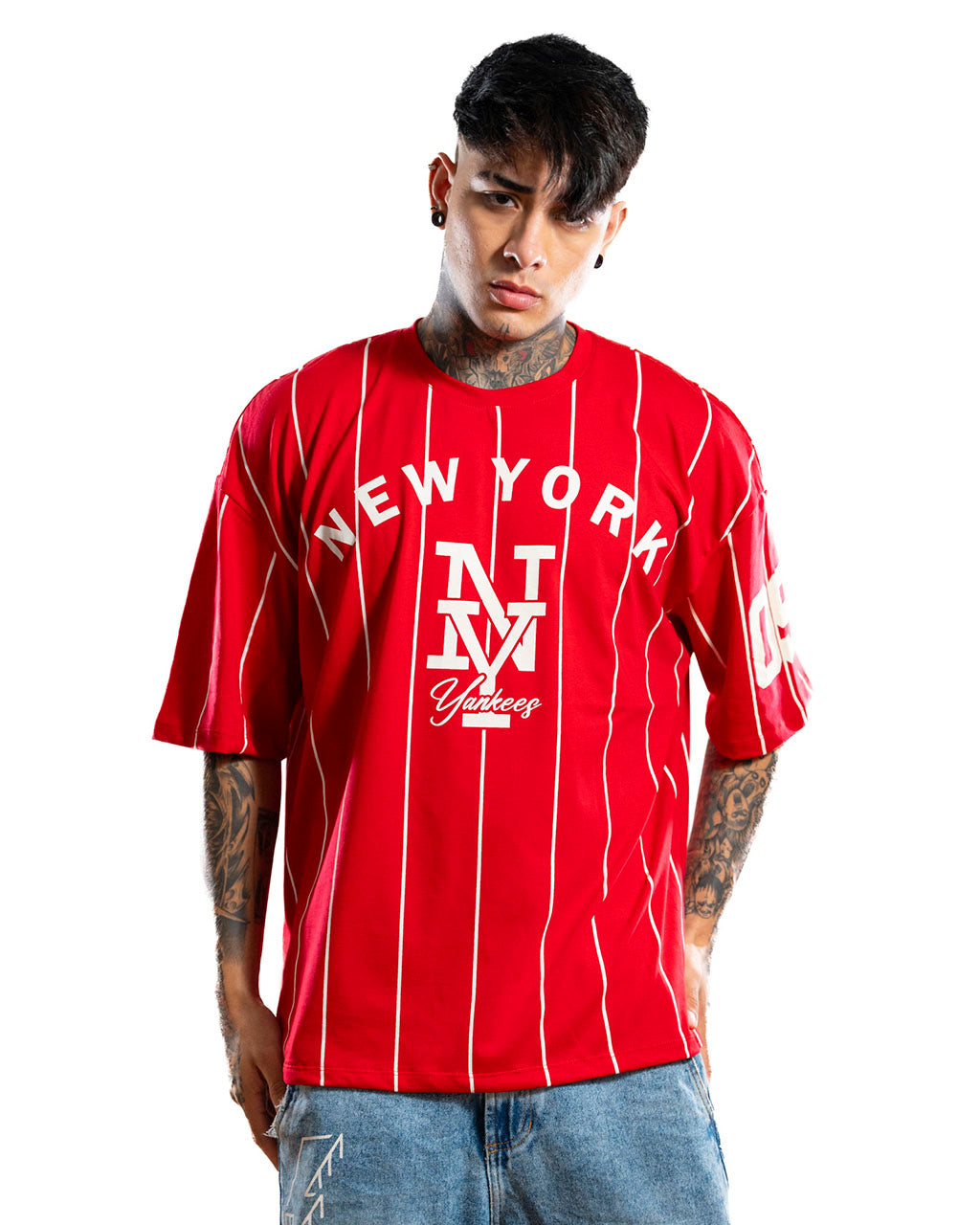 OVERSIZE H NEW YORK RAYAS ROJA