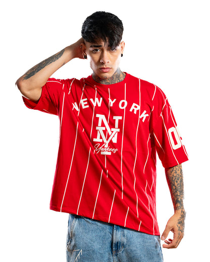 OVERSIZE H NEW YORK RAYAS ROJA